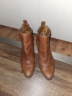 Madewell 1937 Leather Ankle Boots Brown Low Heel Western Chelsea Made in Russia